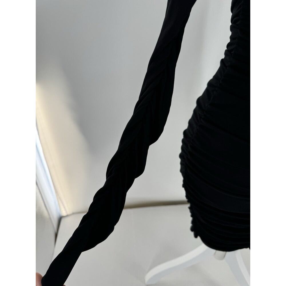 Pinko Dress Sz XS Rouched Party Grunge Holes Black Sexy Cocktail Whimsigoth Emo - Picture 4 of 16